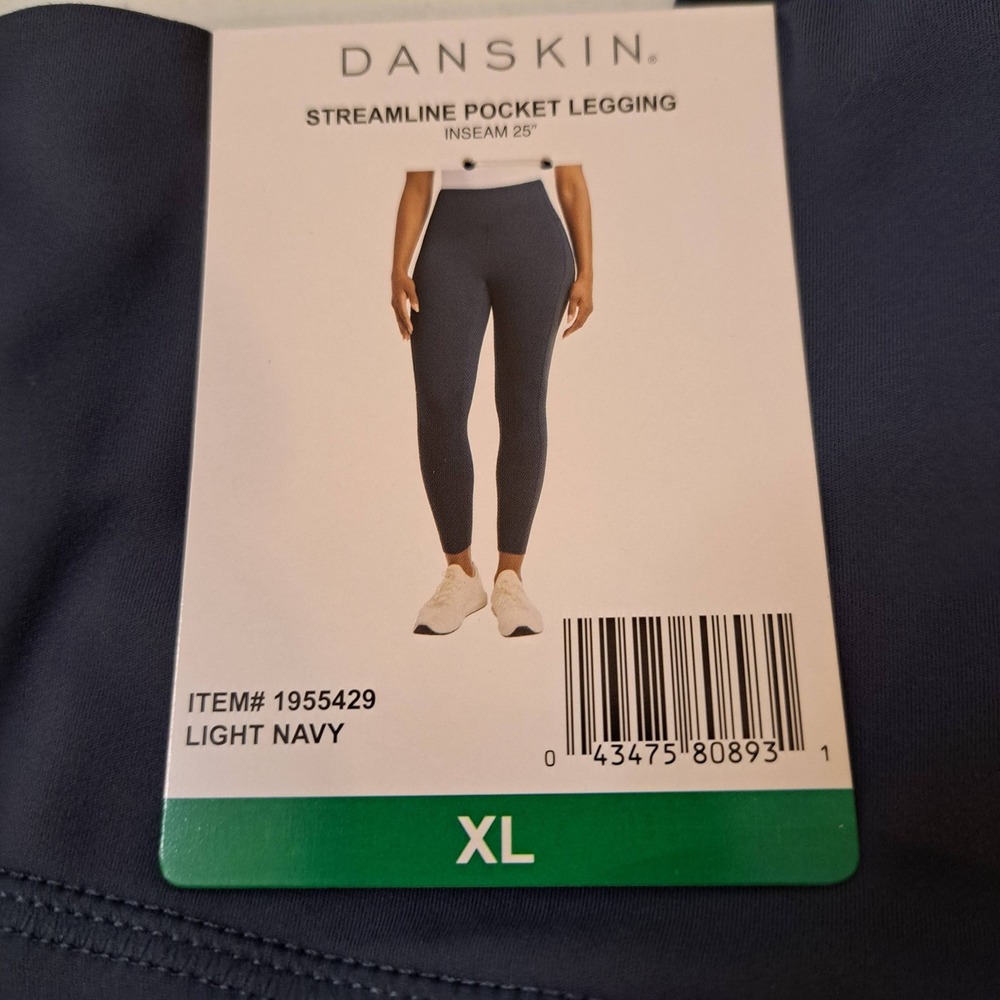 Danskin Leggings XL Light Navy NWT Streamline Pocket High Rise 25 Ins 1642-182